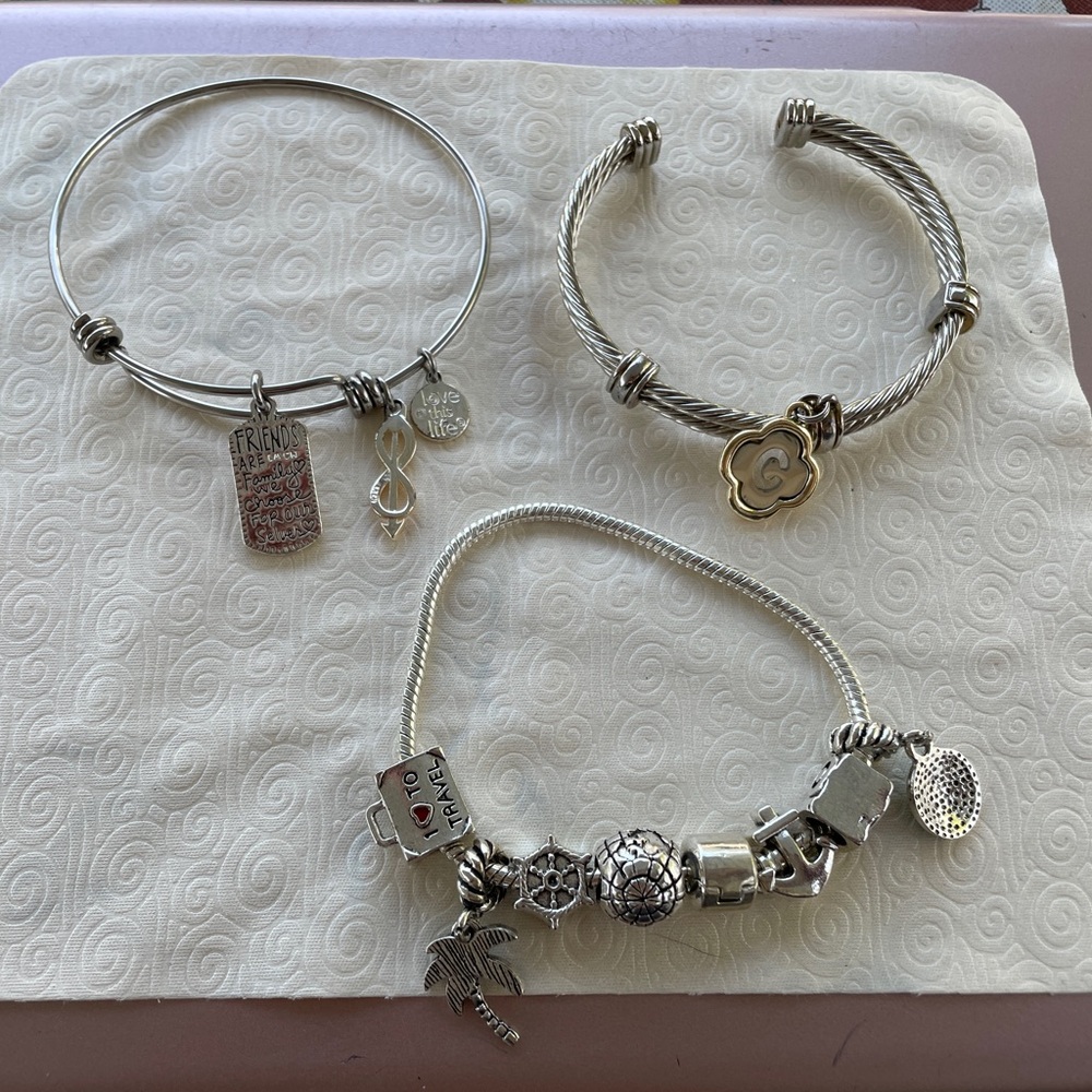 Silver Charm Bracelet Set